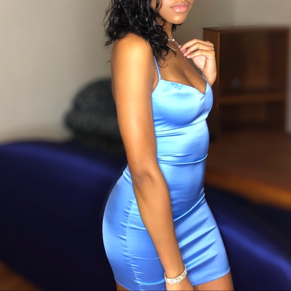 Satin baby blue dress